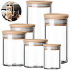 Airtight Glass Food Storage Jars With Wooden Lids (Set of 5)
