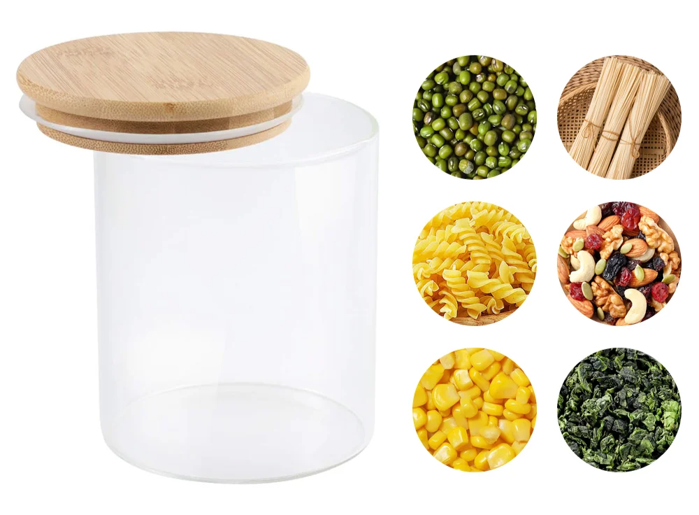 Airtight Glass Food Storage Jars With Wooden Lids (Set of 5)