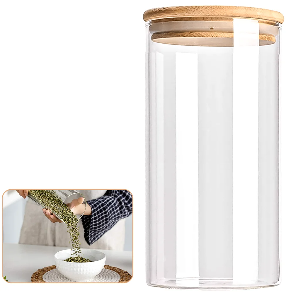 Airtight Glass Food Storage Jars With Wooden Lids (Set of 5)