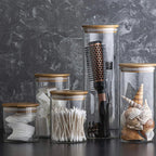 Airtight Glass Food Storage Jars With Wooden Lids (Set of 5)