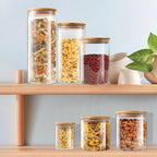 Airtight Glass Food Storage Jars With Wooden Lids (Set of 5)