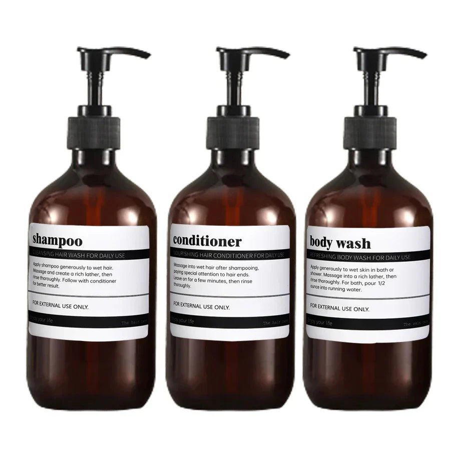 Amber PET Refillable Pump Bottles (500 ml)