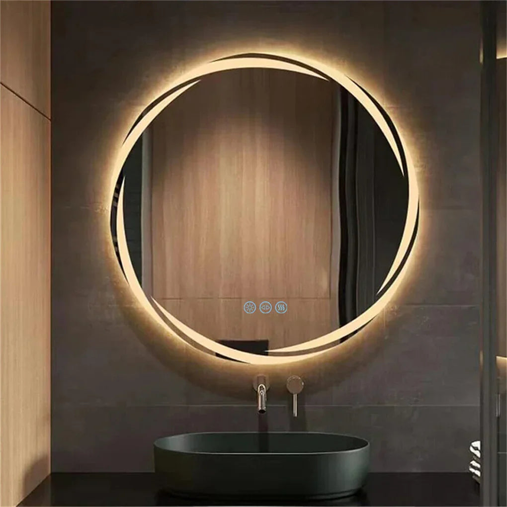 Anti-Fog 3-Color LED Round Mirror (Frameless)
