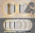 Anti-Fog 3-Color LED Round Mirror (Frameless)