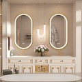 Anti-Fog Adjustable LED Bathroom Mirror (Gold Aluminum Frame)