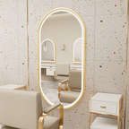 Anti-Fog Adjustable LED Bathroom Mirror (Gold Aluminum Frame)
