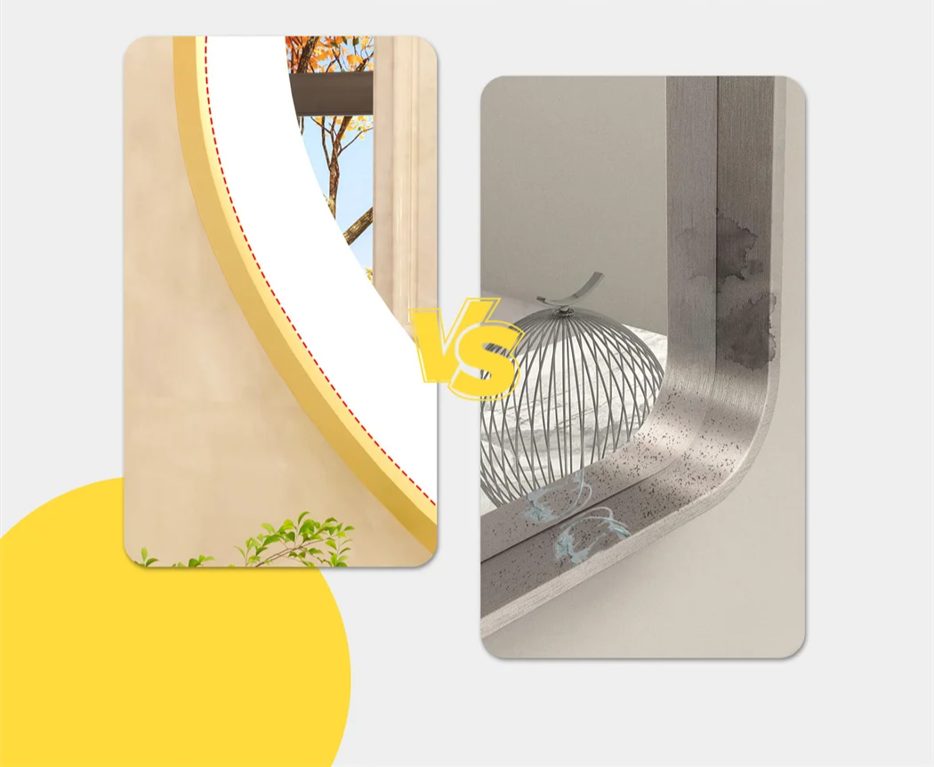Anti-Fog Adjustable LED Bathroom Mirror (Gold Aluminum Frame)
