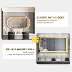 Anti-Fog Adjustable LED Bathroom Mirror (Gold Aluminum Frame)