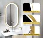 Anti-Fog Adjustable LED Bathroom Mirror (Gold Aluminum Frame)