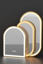 Anti-Fog Adjustable LED Bathroom Mirror (Gold Aluminum Frame)