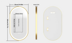 Anti-Fog Adjustable LED Bathroom Mirror (Gold Aluminum Frame)