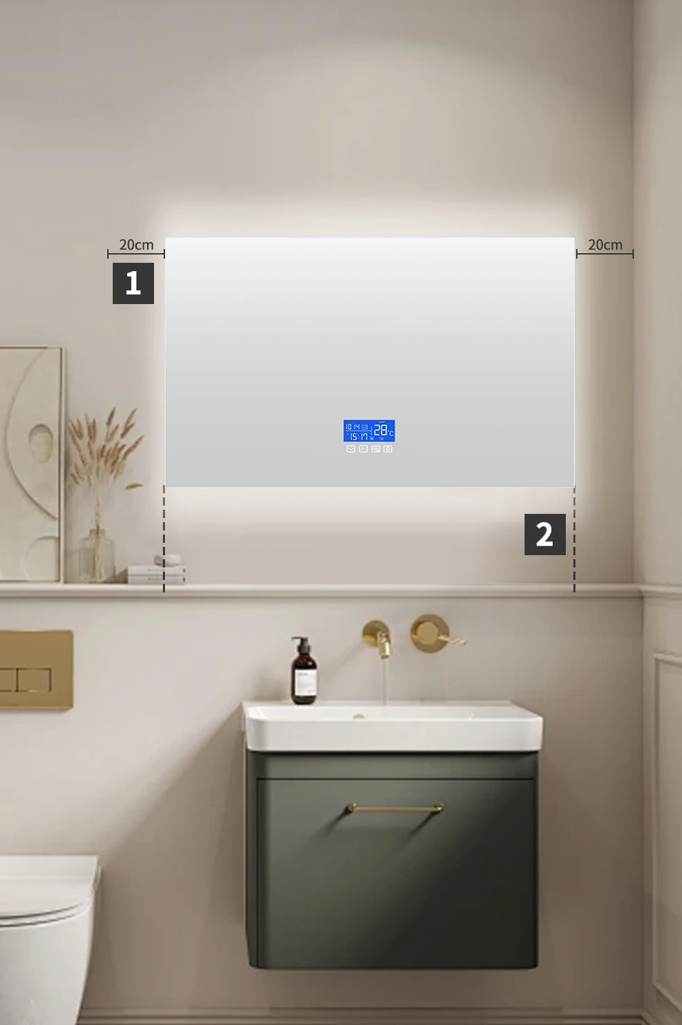 Anti-Fog Dimmable LED Bathroom Mirror (24 x 48 in)