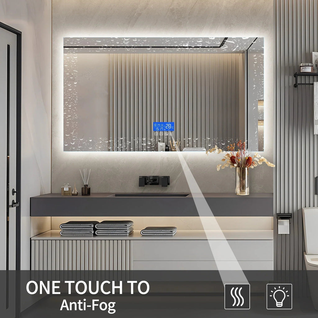 Anti-Fog Dimmable LED Bathroom Mirror (24 x 48 in)