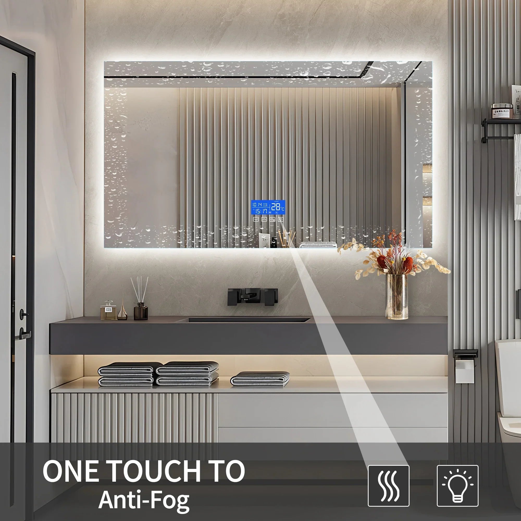 Anti-Fog Dimmable LED Bathroom Mirror (24 x 48 in)