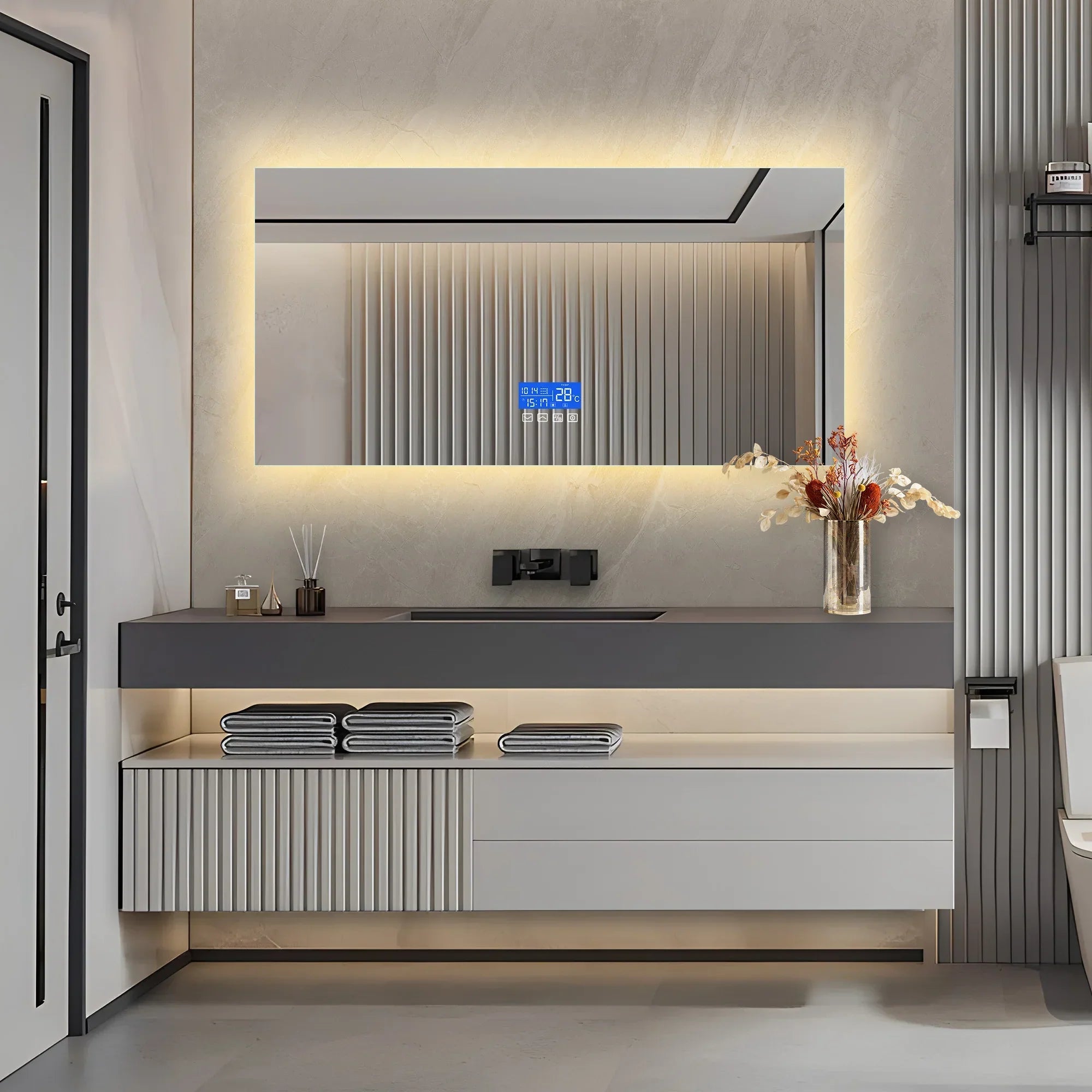 Anti-Fog Dimmable LED Bathroom Mirror (24 x 48 in)