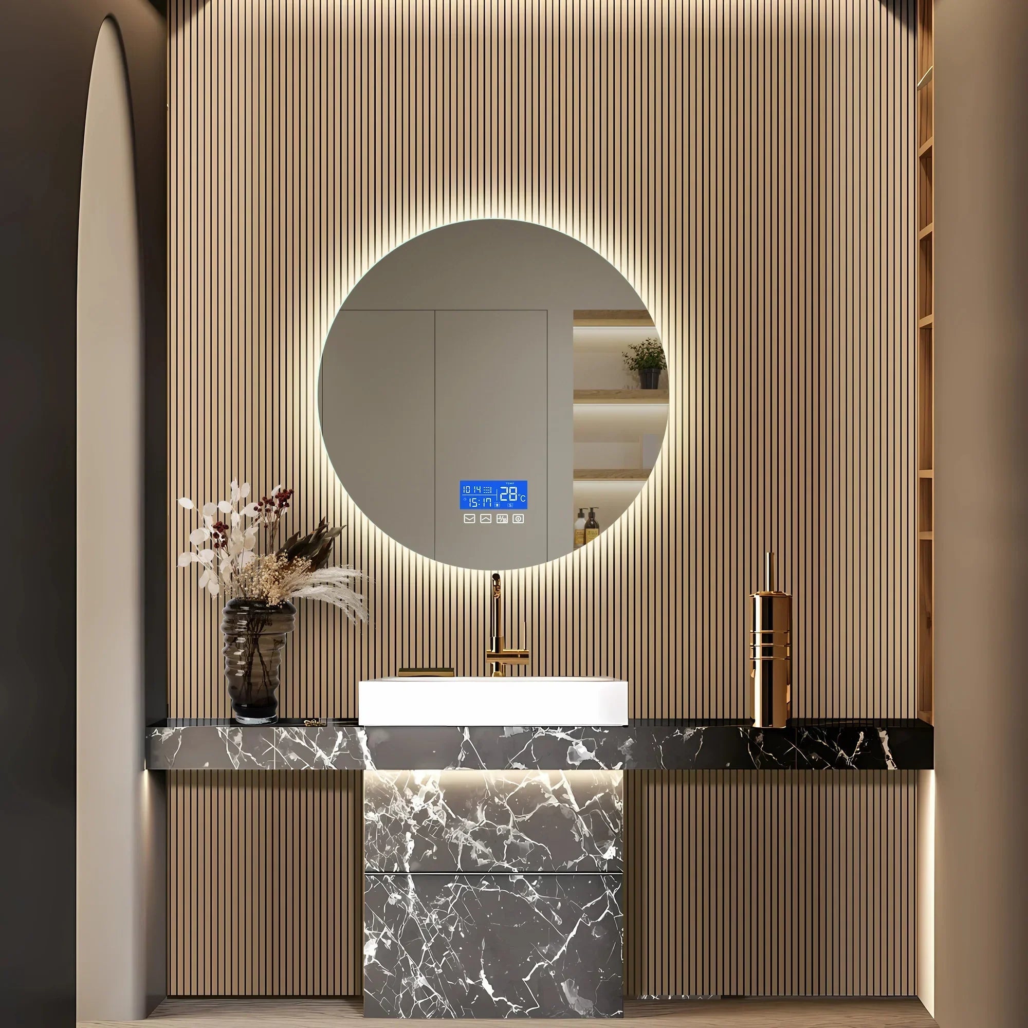 Anti-Fog Dimmable LED Vanity Mirror (24-Inch Round)
