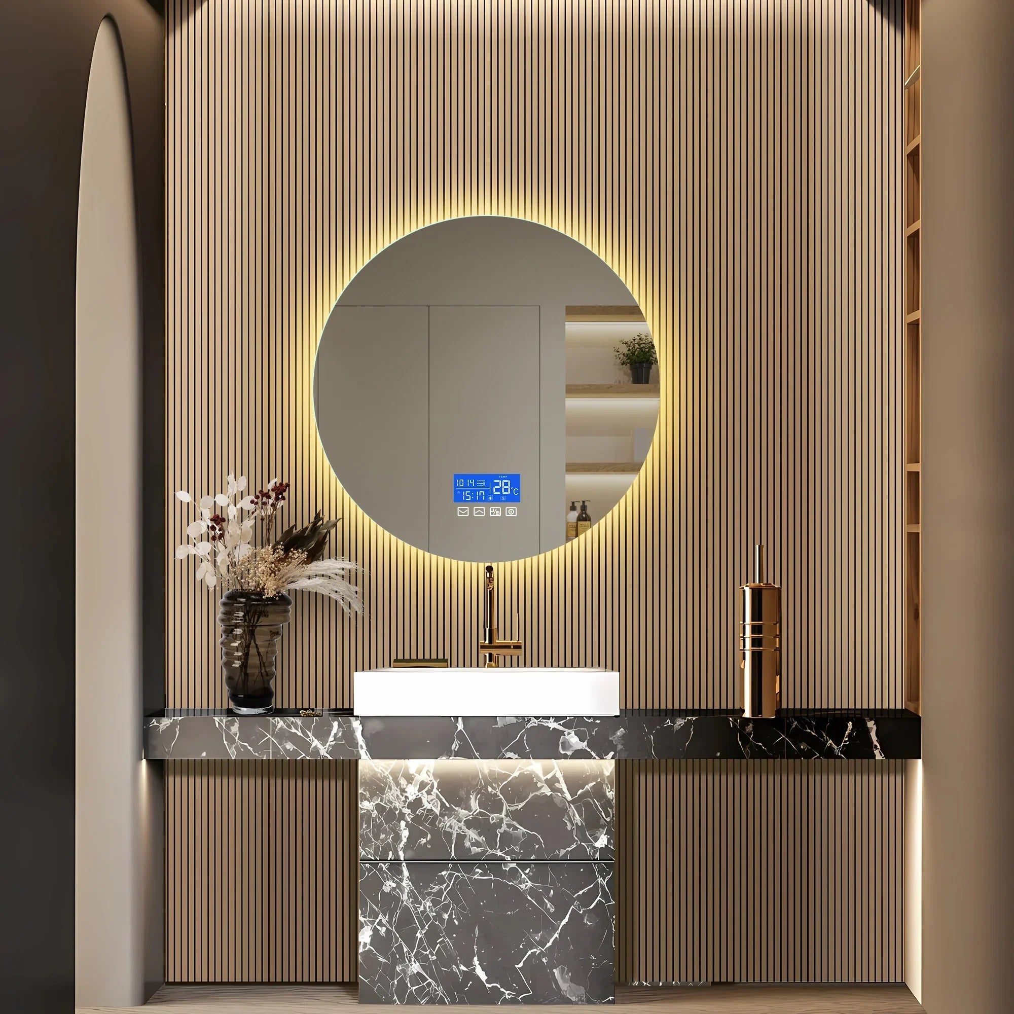 Anti-Fog Dimmable LED Vanity Mirror (24-Inch Round)