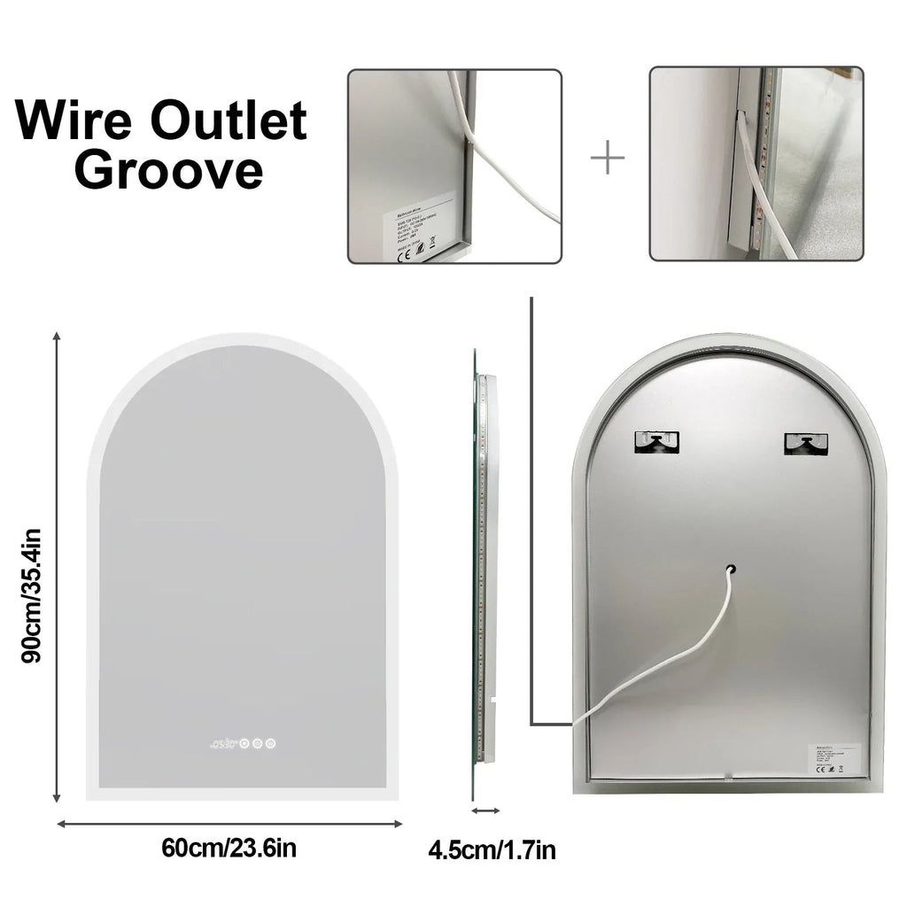 Anti-Fog LED Touch-Dimming Vanity Mirror (60×90 cm)