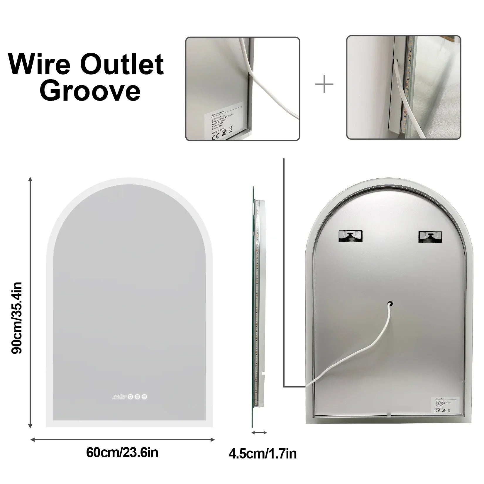 Anti-Fog LED Touch-Dimming Vanity Mirror (60×90 cm)