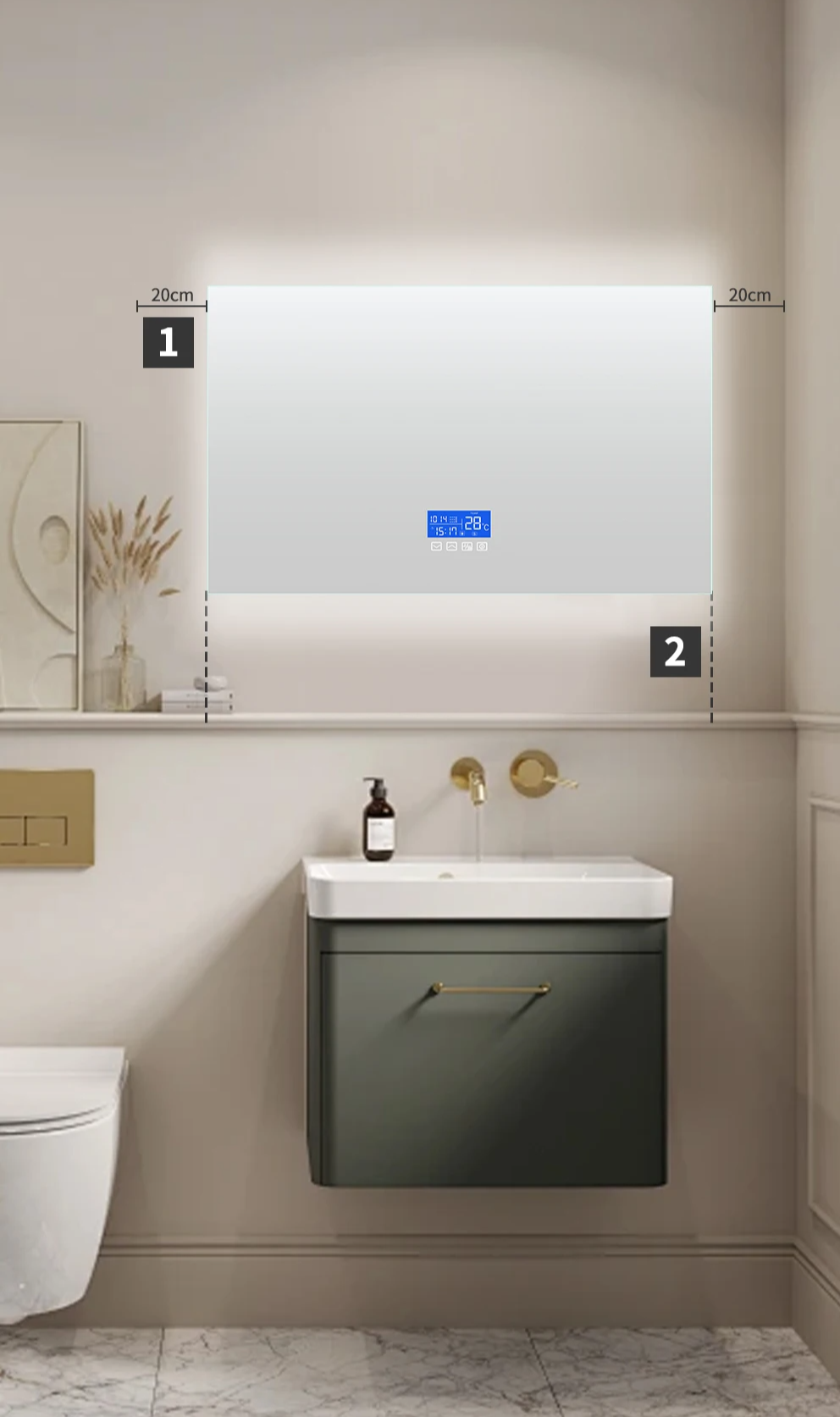 Anti-Fog Touch Dimmable LED Bathroom Mirror (24 x 32 in)