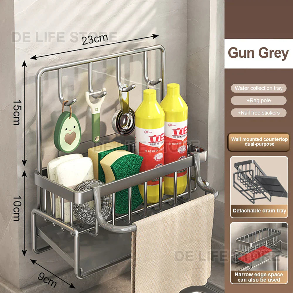 Anti-Slip & Ventilated ABS Sink Organizer (Freestanding Or Edge-Mount)
