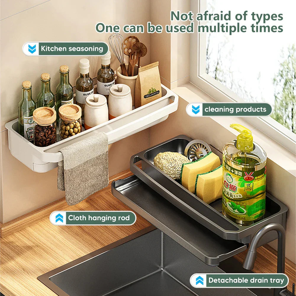 Anti-Slip & Ventilated ABS Sink Organizer (Freestanding Or Edge-Mount)