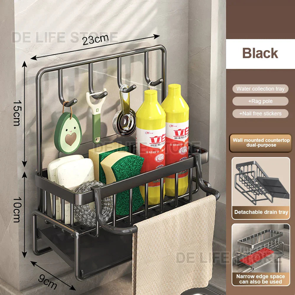 Anti-Slip & Ventilated ABS Sink Organizer (Freestanding Or Edge-Mount)