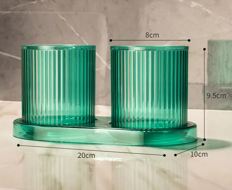 Anti-Tip Colorful Rinse Cup & Toothbrush Holder