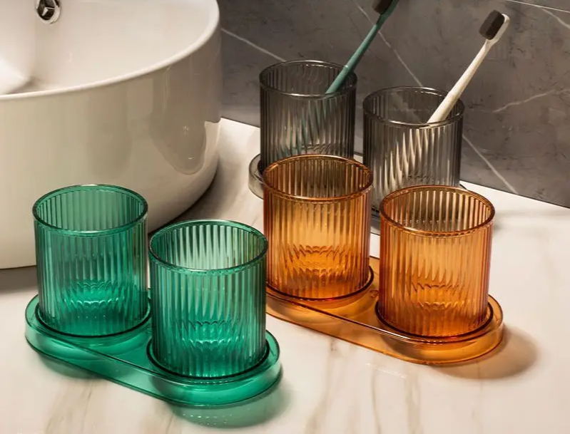 Anti-Tip Colorful Rinse Cup & Toothbrush Holder