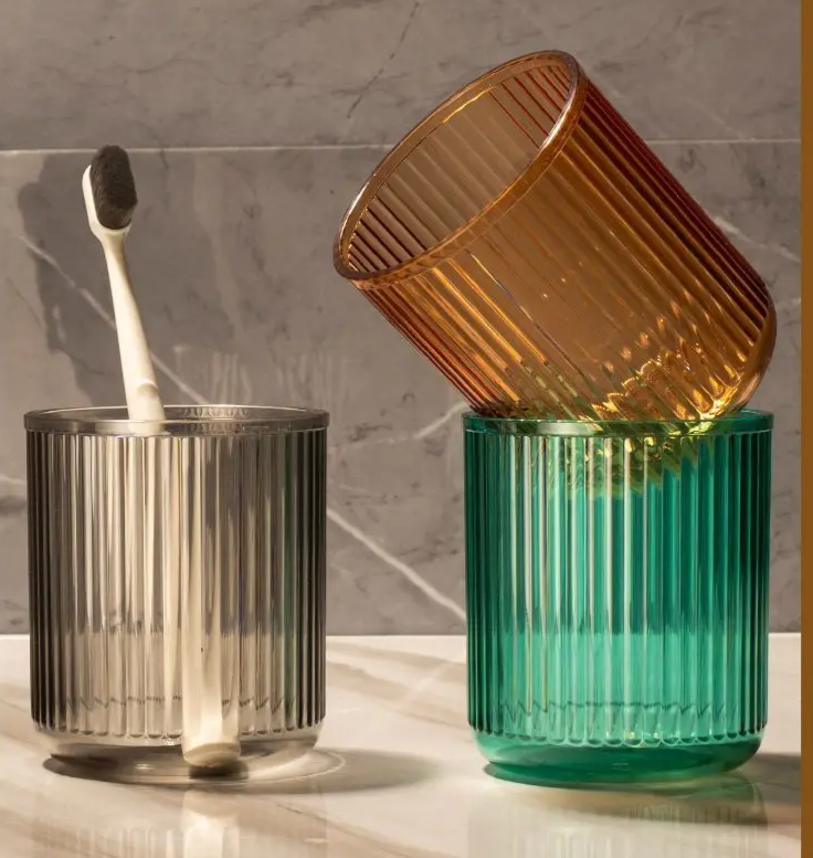 Anti-Tip Colorful Rinse Cup & Toothbrush Holder