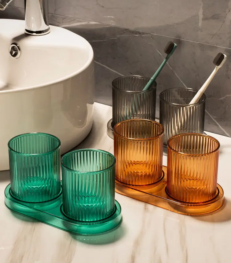 Anti-Tip Colorful Rinse Cup & Toothbrush Holder