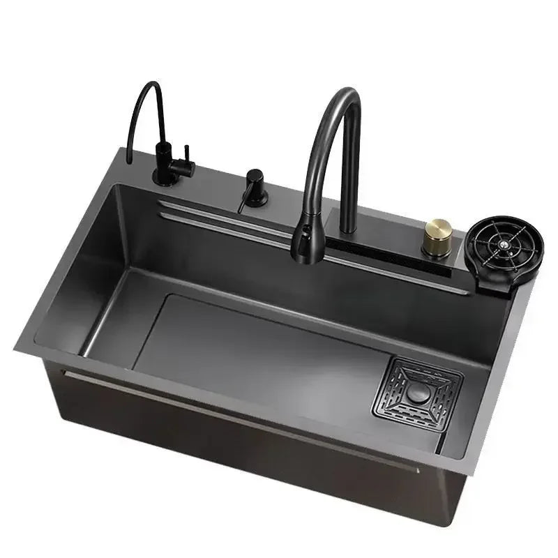 Antibacterial Stainless Steel Single-Basin Kitchen Sink (With Faucet & Soap Dispenser)