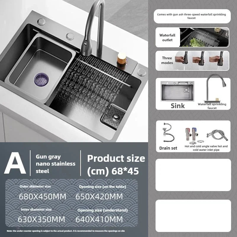 Antibacterial Stainless Steel Single-Basin Kitchen Sink (With Faucet & Soap Dispenser)