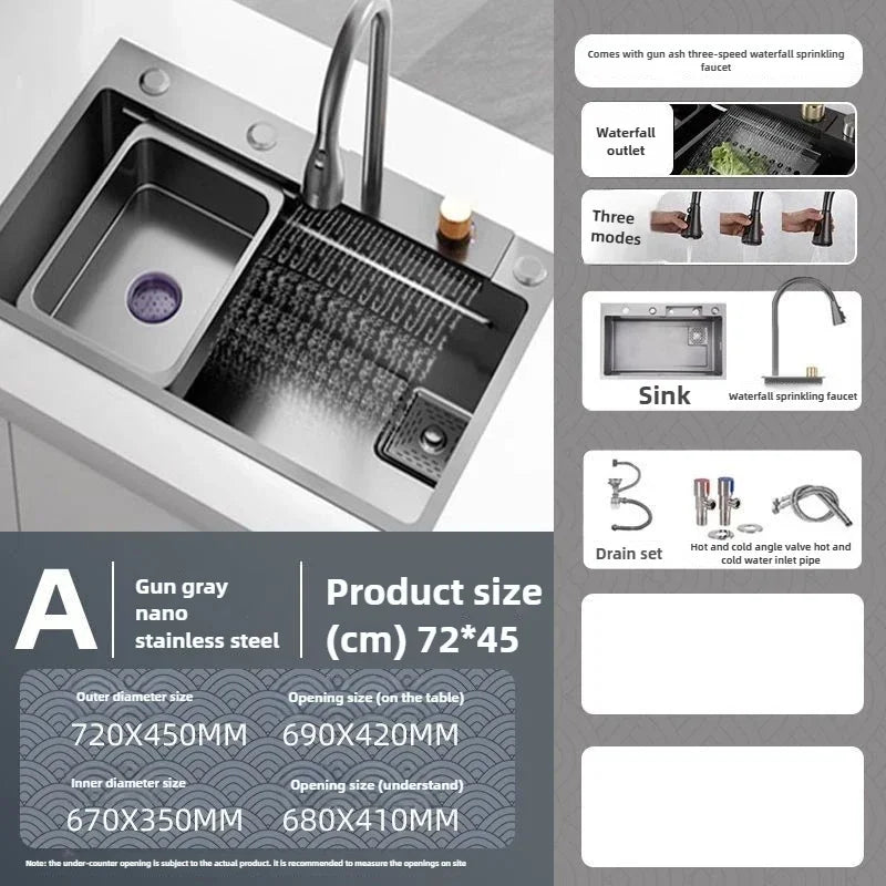 Antibacterial Stainless Steel Single-Basin Kitchen Sink (With Faucet & Soap Dispenser)