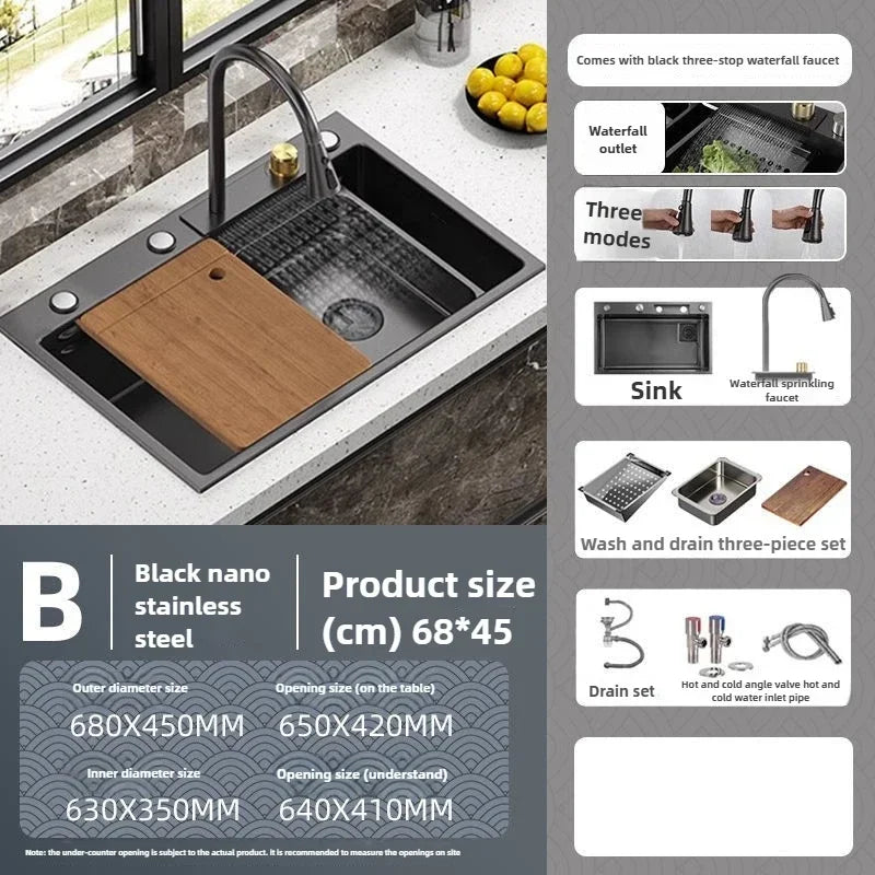 Antibacterial Stainless Steel Single-Basin Kitchen Sink (With Faucet & Soap Dispenser)