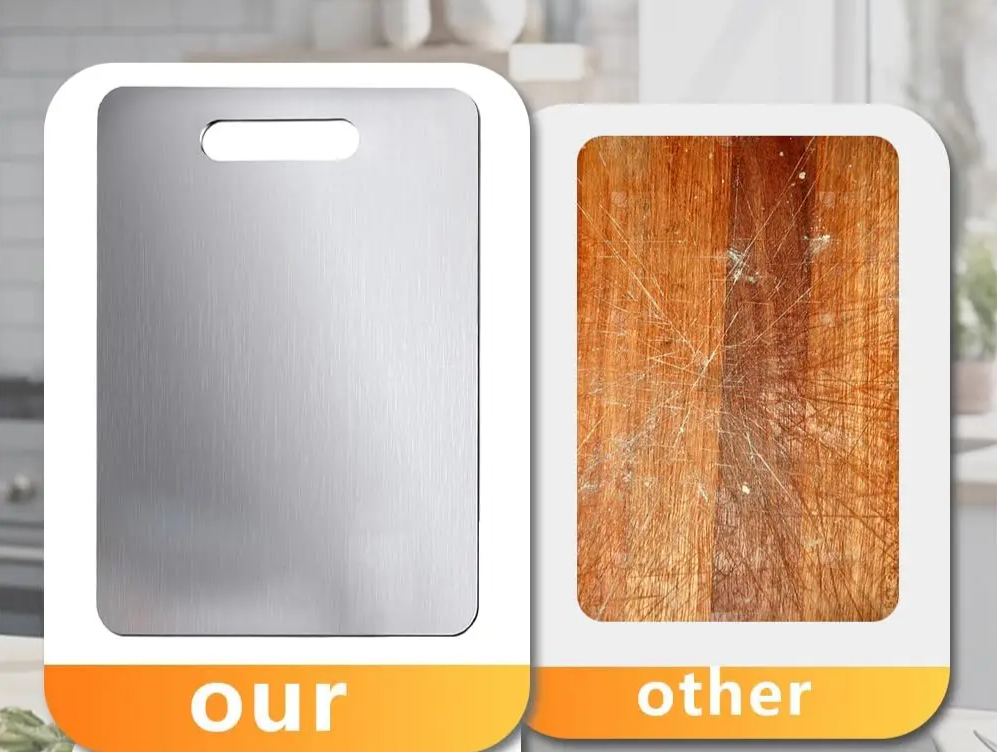 Antibacterial Titanium-Coated 316 Stainless Steel Cutting Board (Double-Sided)