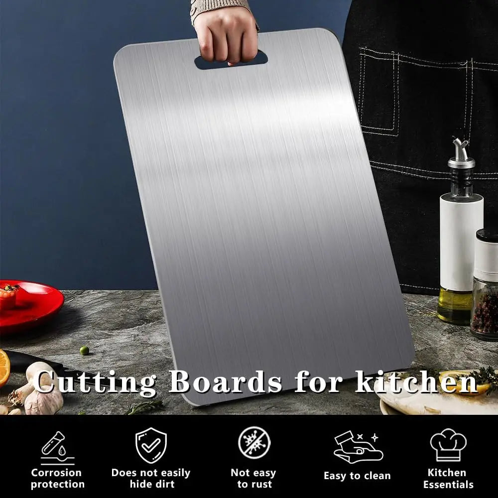 Antibacterial Titanium-Coated 316 Stainless Steel Cutting Board (Double-Sided)