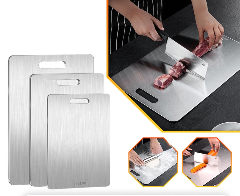 Antibacterial Titanium-Coated 316 Stainless Steel Cutting Board (Double-Sided)