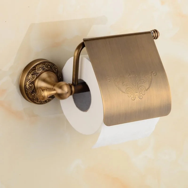 Antique Black Forged-Iron-Inspired Wall-Mounted Toilet Paper Holder (Screws Included)