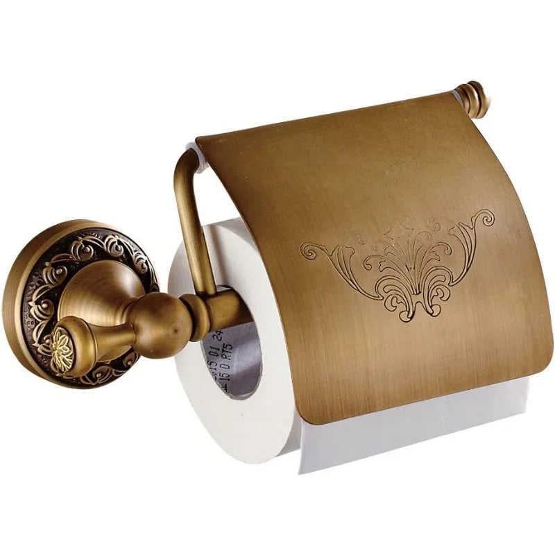 Antique Black Forged-Iron-Inspired Wall-Mounted Toilet Paper Holder (Screws Included)