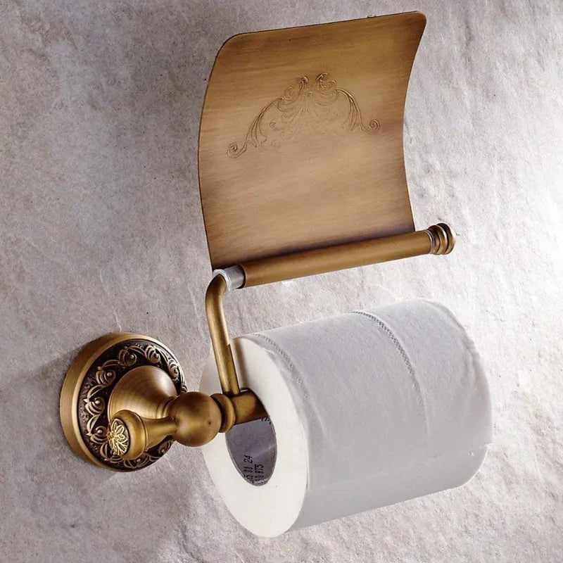 Antique Black Forged-Iron-Inspired Wall-Mounted Toilet Paper Holder (Screws Included)