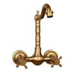 Antique Brass Solid-Brass Wall-Mount Mixer Faucet (360° Swivel)
