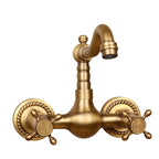 Antique Brass Solid-Brass Wall-Mount Mixer Faucet (360° Swivel)