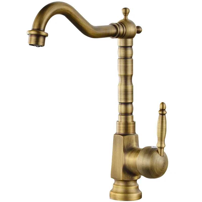 Antique Gold 360° Swivel Sink Faucet (Single-Handle)