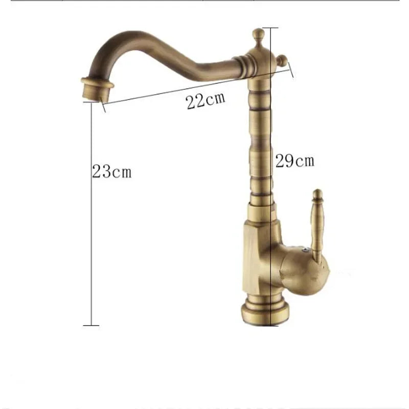 Antique Gold 360° Swivel Sink Faucet (Single-Handle)