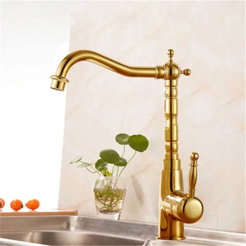 Antique Gold 360° Swivel Sink Faucet (Single-Handle)