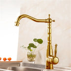 Antique Gold 360° Swivel Sink Faucet (Single-Handle)