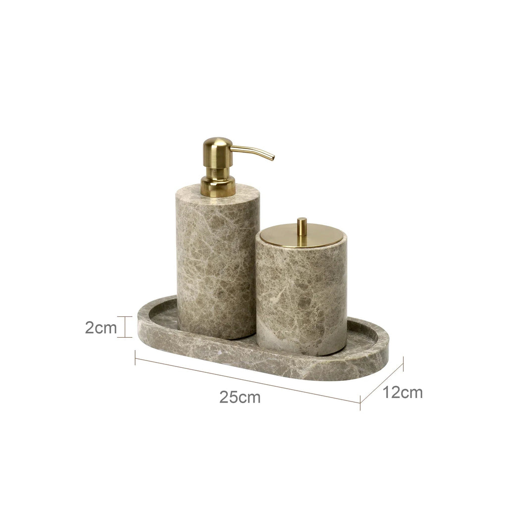 Authentic Emperador Light Marble Bathroom Accessory Set (7-Piece)