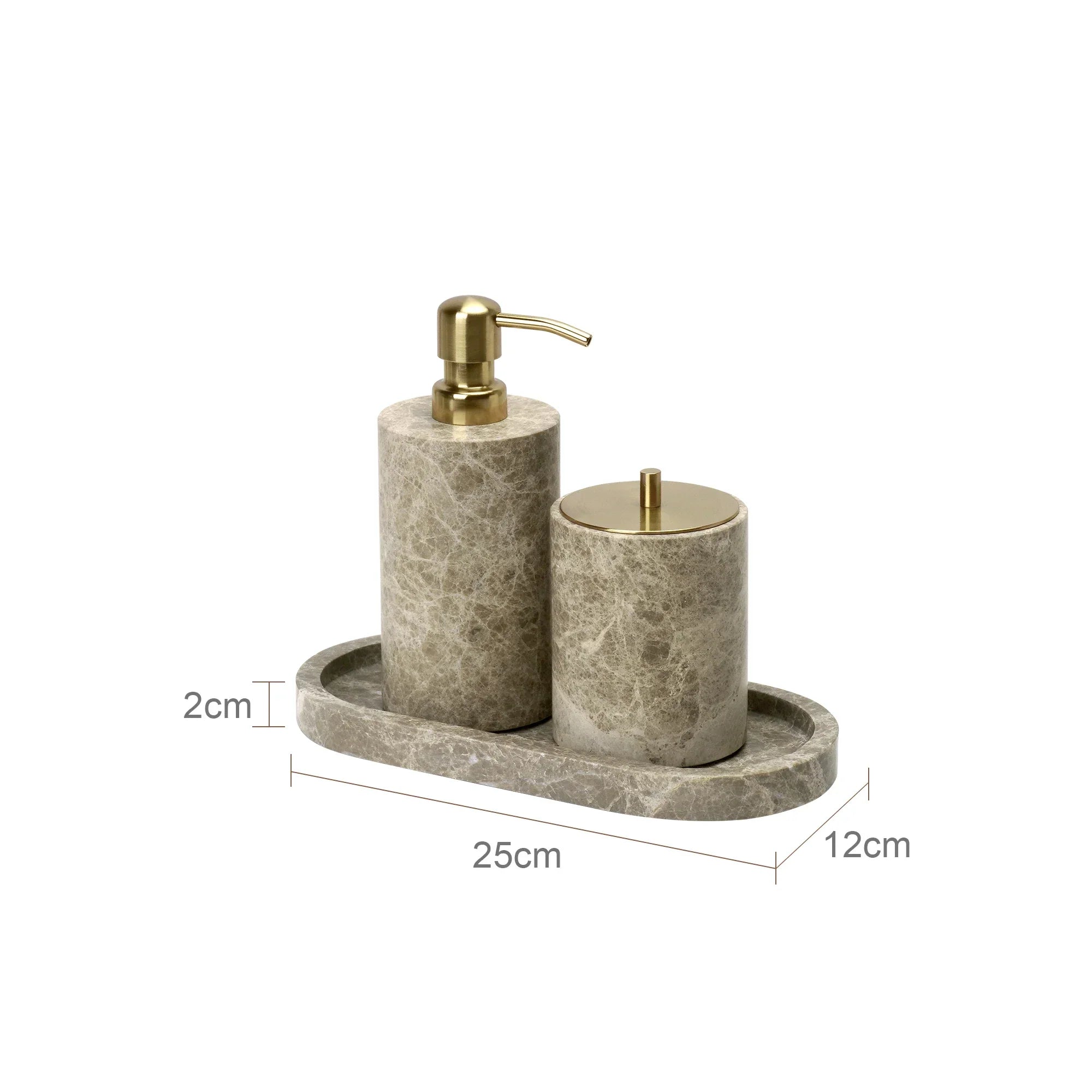 Authentic Emperador Light Marble Bathroom Accessory Set (7-Piece)