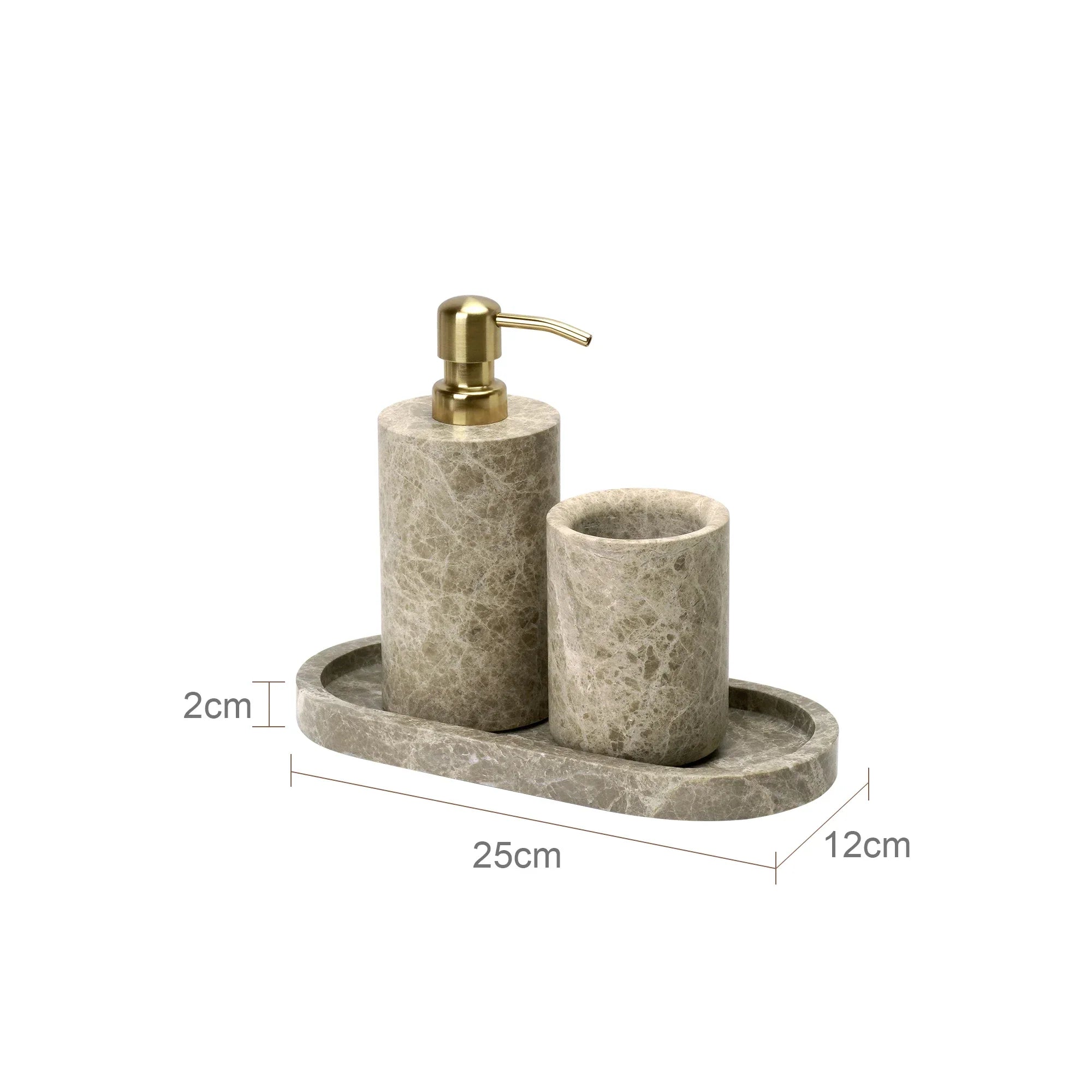 Authentic Emperador Light Marble Bathroom Accessory Set (7-Piece)